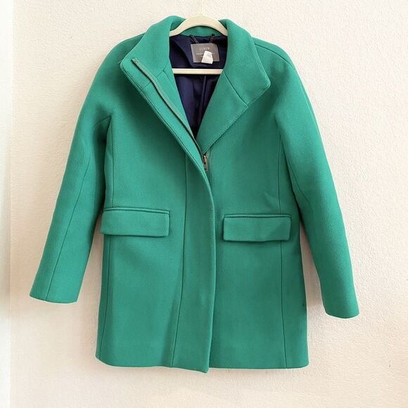 J Crew Kelly Green Stadium Cloth by Nello Gori Wool Coat Size 2 Wool Blend - Picture 2 of 12